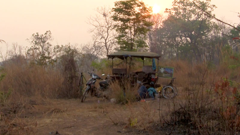 The tuk tuk parked for the night at camp