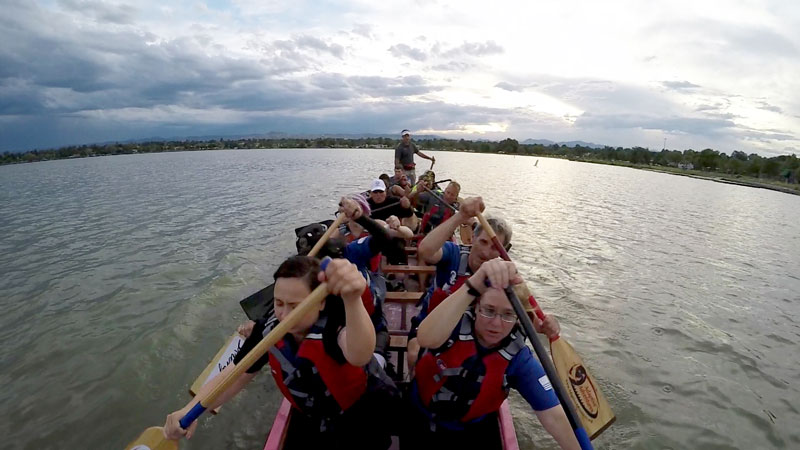 Dragon boat team practicing