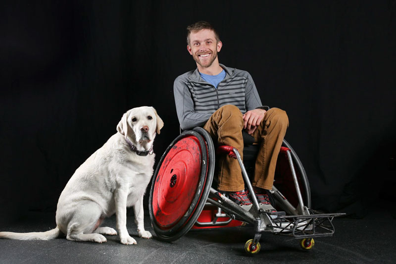 Kirk and his service dog, Bella