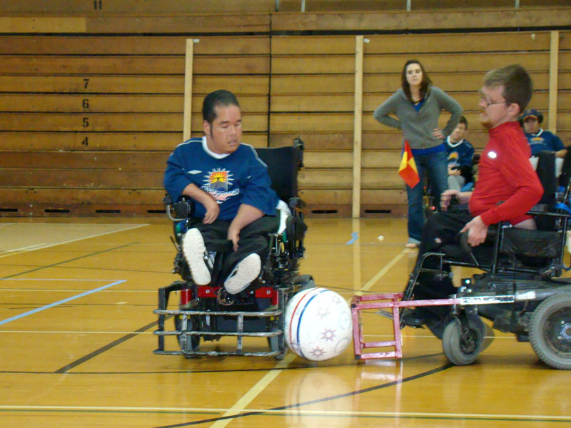 Tony playing power soccer