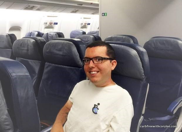 Cory Lee on an airplane