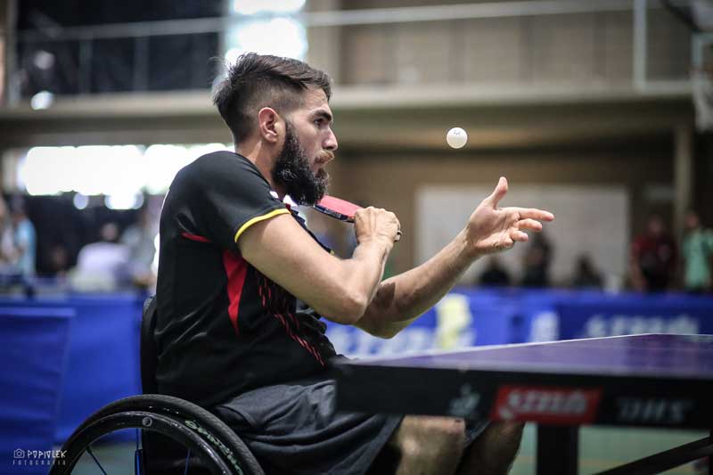 Gabriel playing table tennis